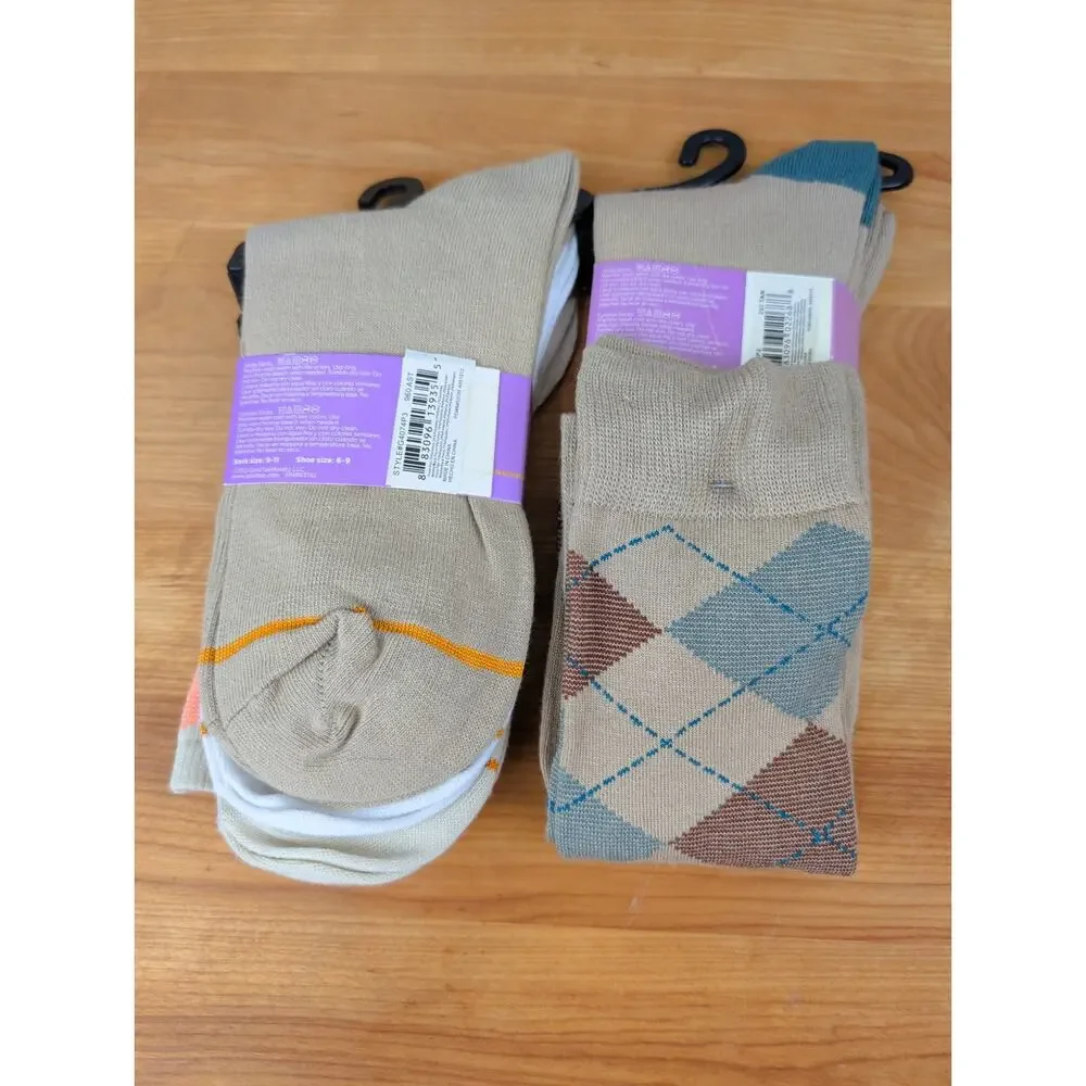 Gold Toe Womens Socks (5 pair) 3 Crew Length 2 Knee High Argyle Solid Shoe 6-9